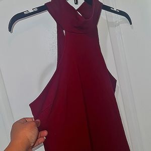 Burgundy - Bodycon Midi Dress - size L